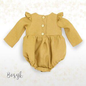NEW - Long Sleeve Peter Pan Romper Baby Girl - Spring Romper Mustard Baby Girl